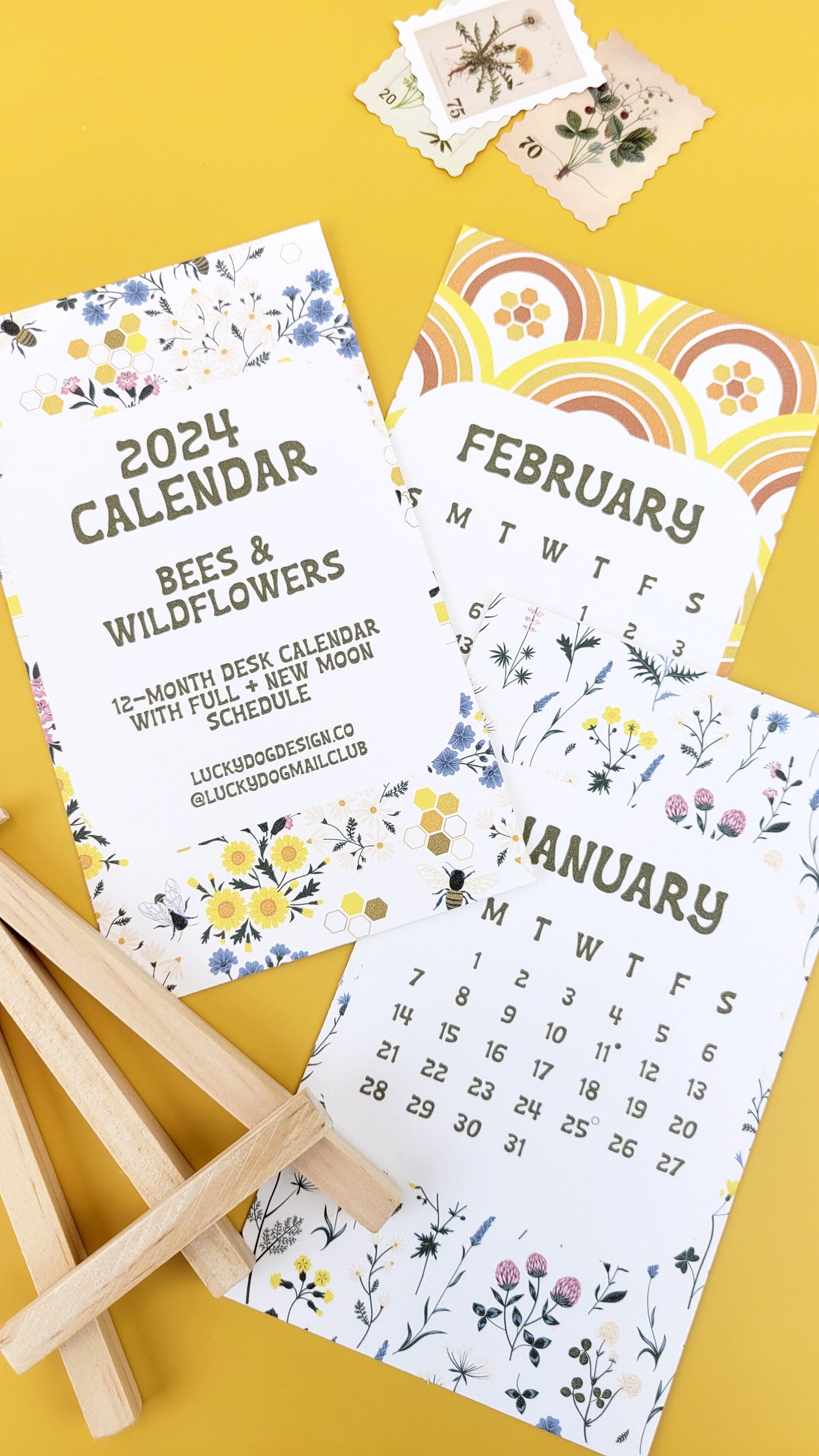 Bees & Wildflowers 2024 Desk Calendar