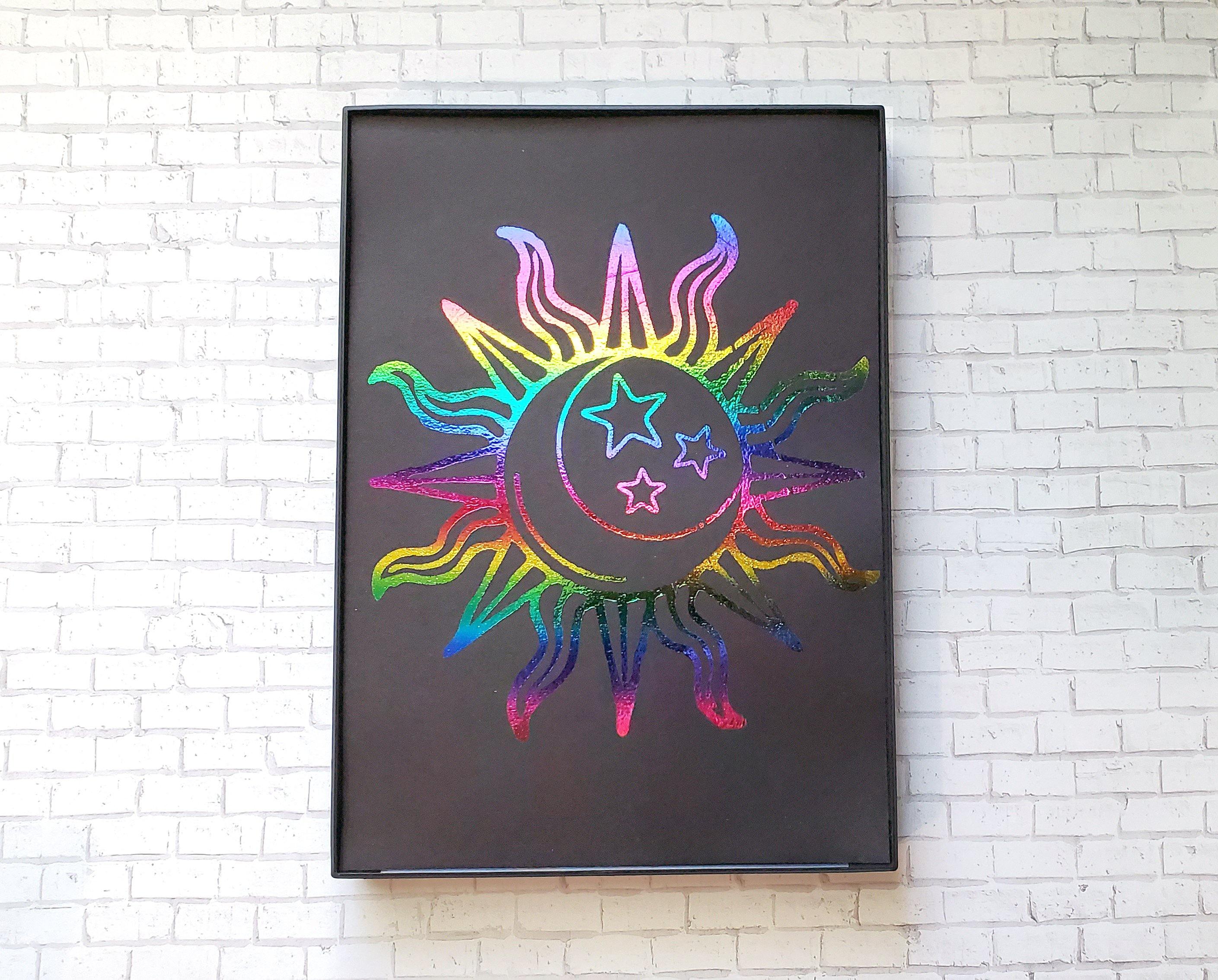 Sun + Moon Rainbow Foiled & Framed Print - Lucky Dog Design Co.