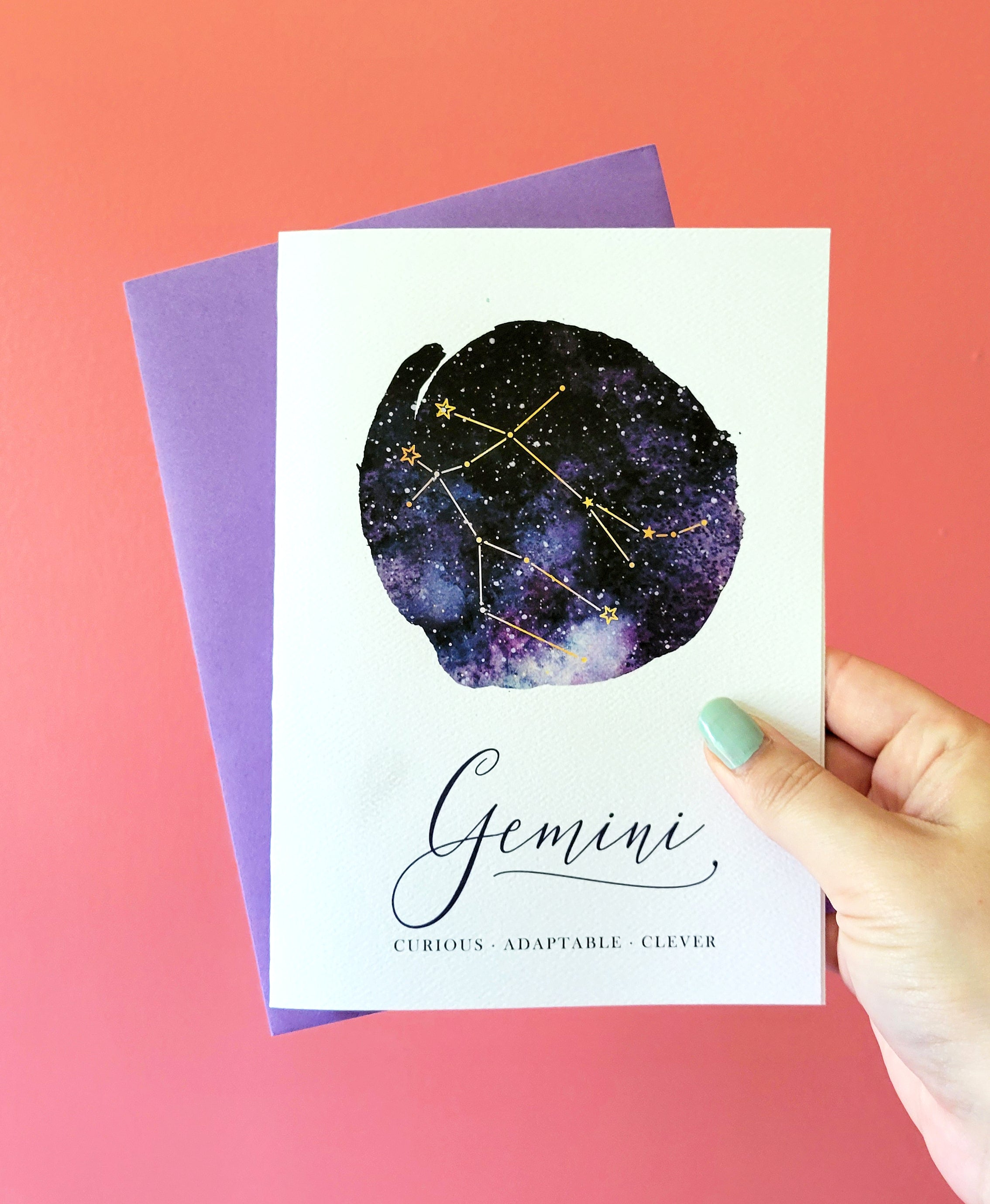 Photo of the Gemini Zodiac Sign Birthday Card - Second Chance Cards by Lucky Dog Design Co.