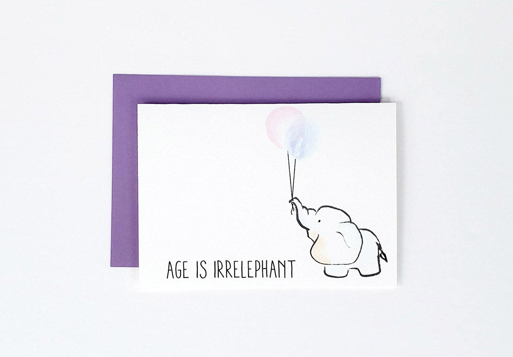 Photo of the Age is Irrelephant Birthday Card by Lucky Dog Design Co.