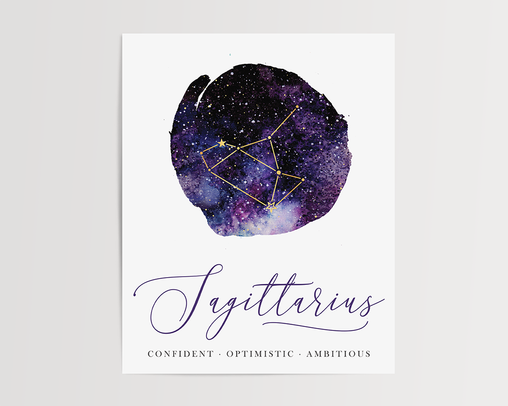 Photo of the Astrology Sign Art Print for Sagittarius by Lucky Dog Design Co.