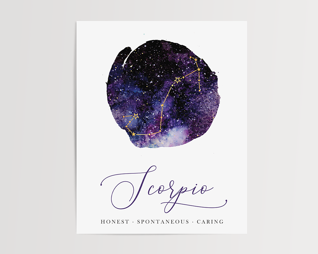 Photo of the Astrology Sign Art Print for Scorpio by Lucky Dog Design Co.
