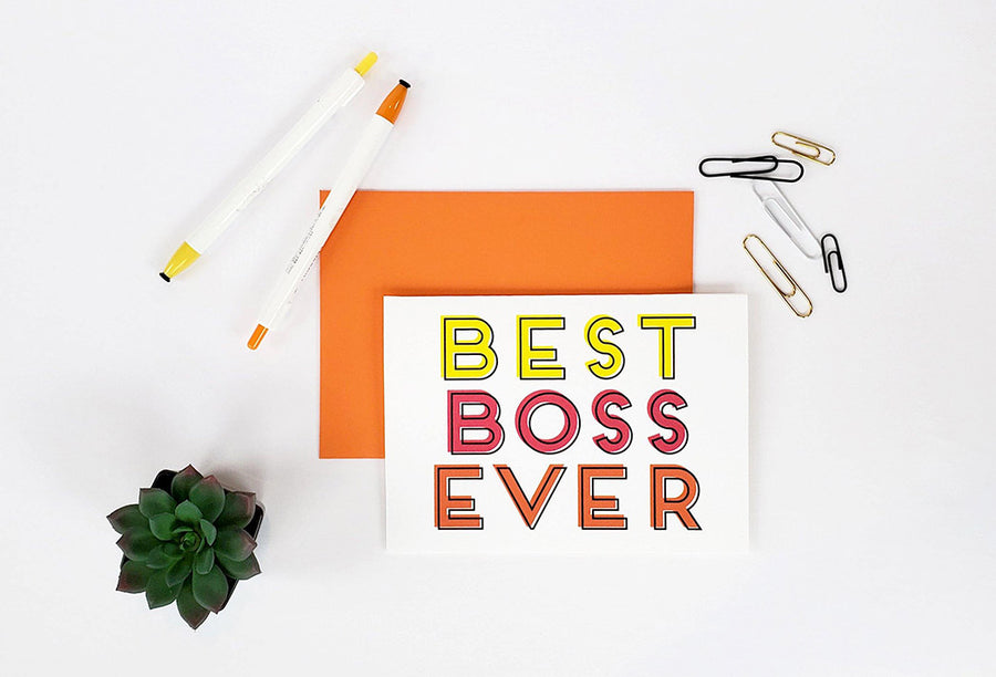 Photo of the Best Boss Ever Work Greeting Card by Lucky Dog Design Co.
