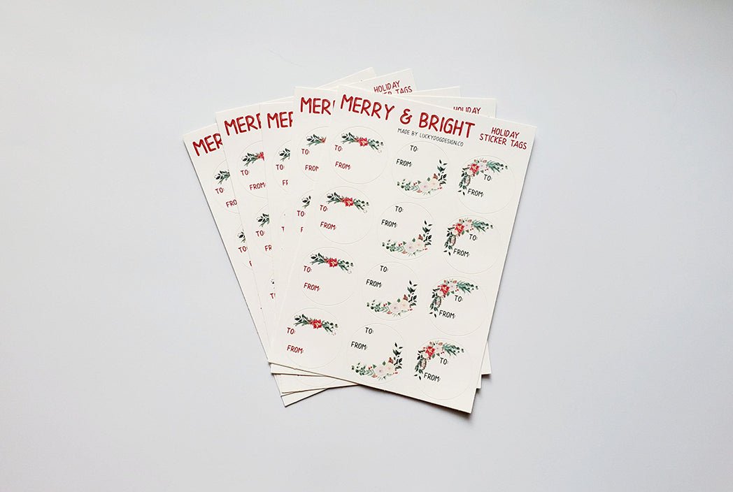 Photo of the Holiday Sticker Tags by Lucky Dog Design Co.