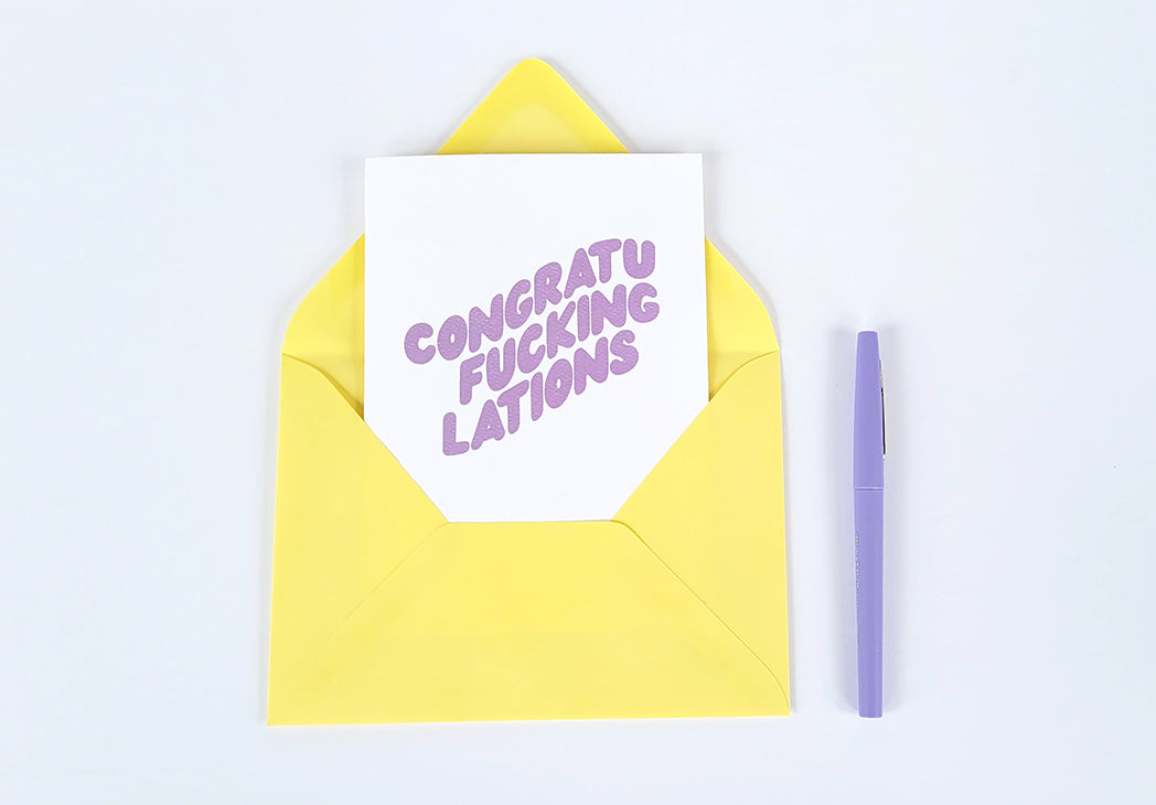 Photo of the Congratu-fucking-lations Congratulations Greeting Card of Default Title by Lucky Dog Design Co.