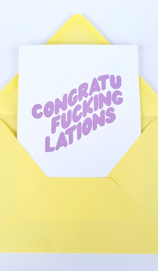 Photo of the Congratu-fucking-lations Congratulations Greeting Card of Default Title by Lucky Dog Design Co.