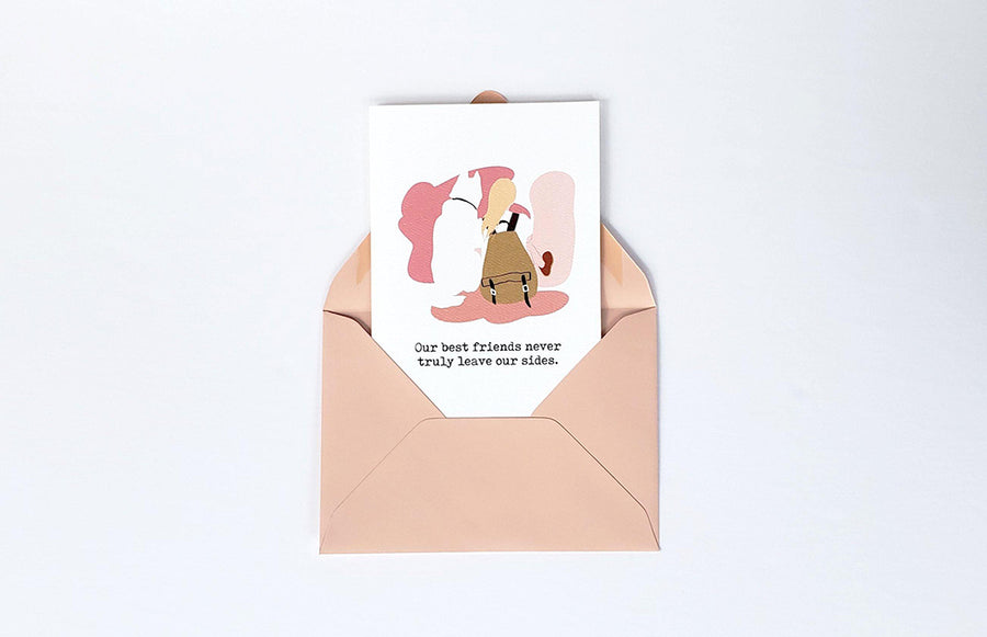 Photo of the Our Best Friends Never Truly Leave Our Sides Sympathy Card by Lucky Dog Design Co.