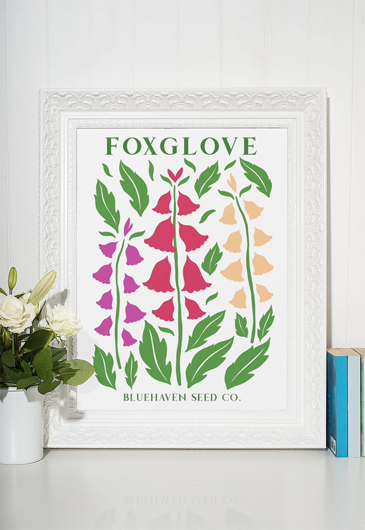 Photo of the Foxglove Flower Garden Seed Pack Art Print by Lucky Dog Design Co.