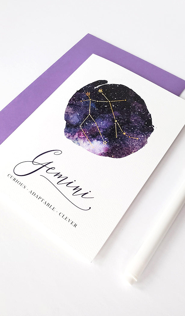 Photo of the Gemini Birthday Card - Zodiac Series by Lucky Dog Design Co.