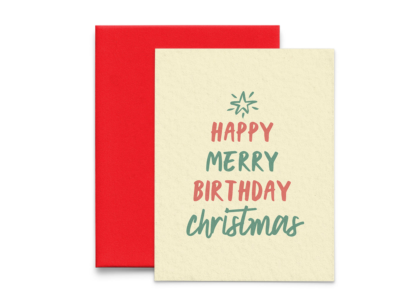 Happy Merry Birthday Christmas Holiday + Birthday Card