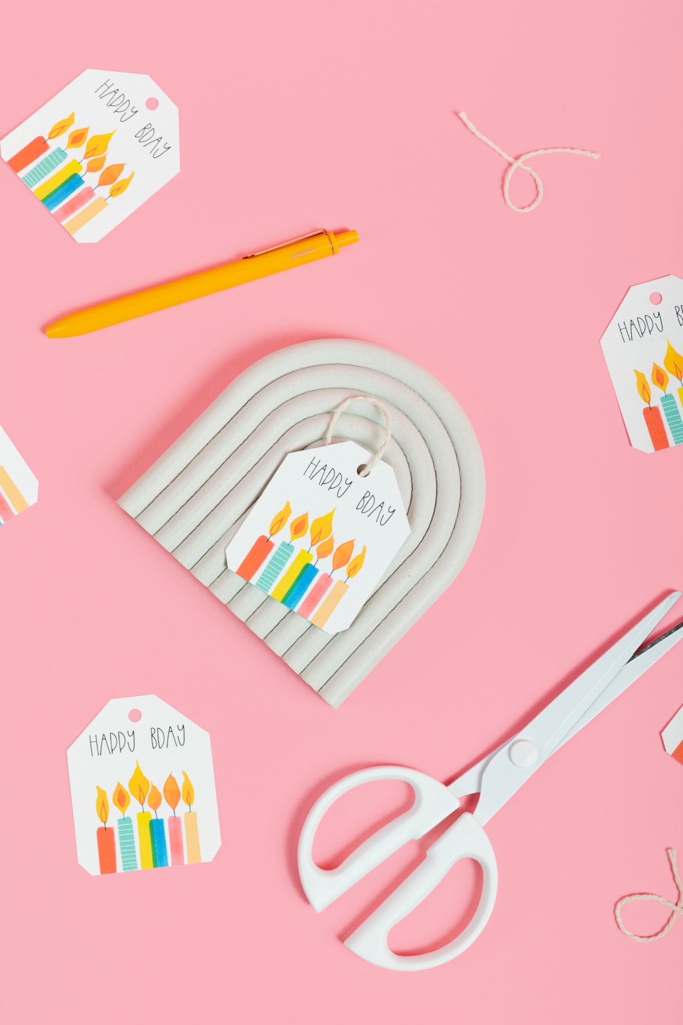 Happy Bday Candles Gift Tags