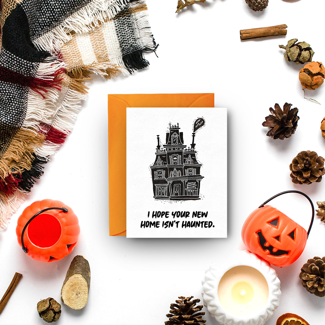 Photo of the Haunted House New Homeowner Congratulations Card by Lucky Dog Design Co.