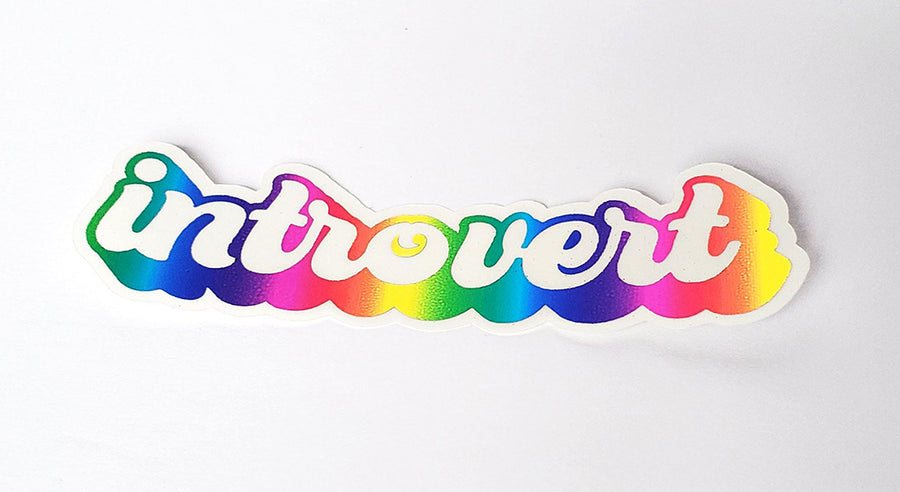 Photo of the Introvert Rainbow Foiled Sticker by Lucky Dog Design Co.
