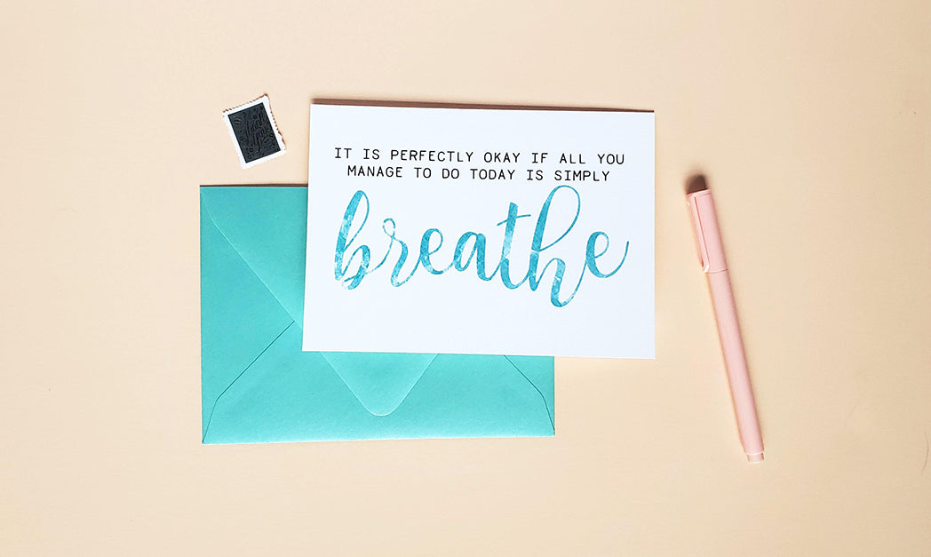 Photo of the It's Okay to Just Breathe Encouragement Card by Lucky Dog Design Co.