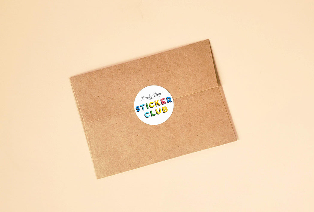 Photo of the Sticker Club envelope by Lucky Dog Design Co.