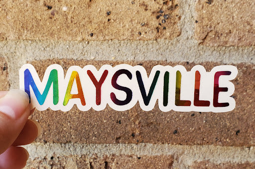 Photo of the Maysville Clear Foiled Sticker by Lucky Dog Design Co.