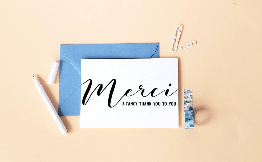Photo of the Merci Fancy Thank You Card by Lucky Dog Design Co.