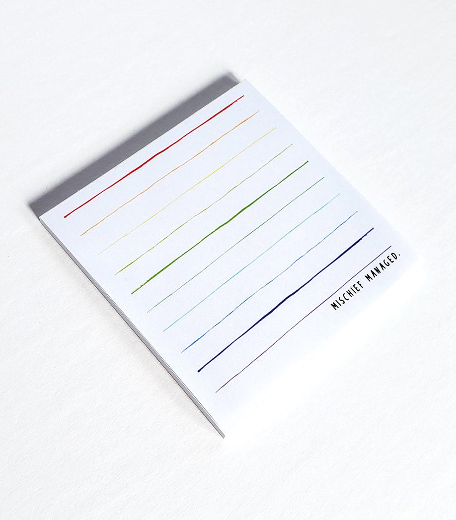 Photo of the Mischief Managed Rainbow Notepad by Lucky Dog Design Co.