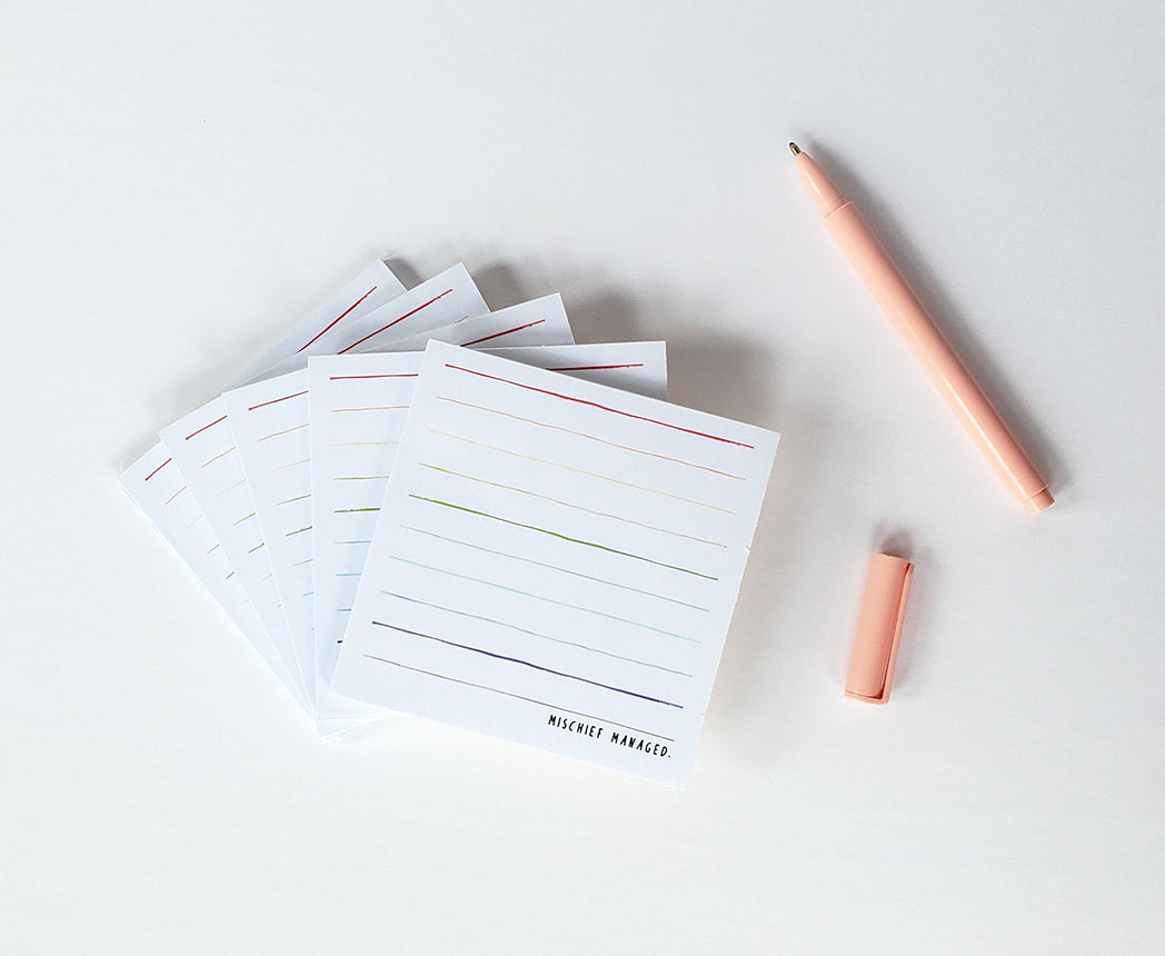 Photo of the Mischief Managed Rainbow Notepad by Lucky Dog Design Co.