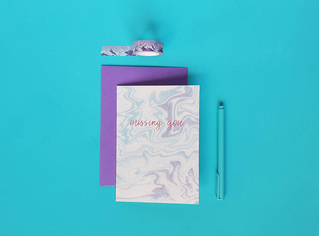 Photo of the Missing You Marble Greeting Card by Lucky Dog Design Co.