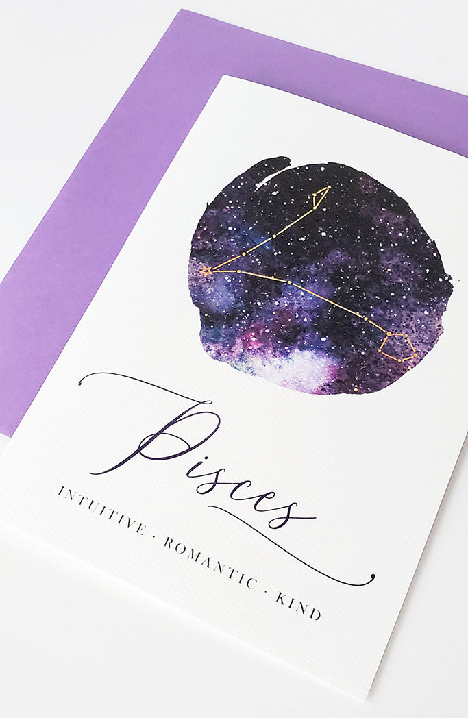Photo of the Pisces Birthday Card - Zodiac Series by Lucky Dog Design Co.