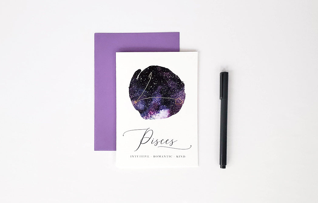 Photo of the Pisces Birthday Card - Zodiac Series by Lucky Dog Design Co.