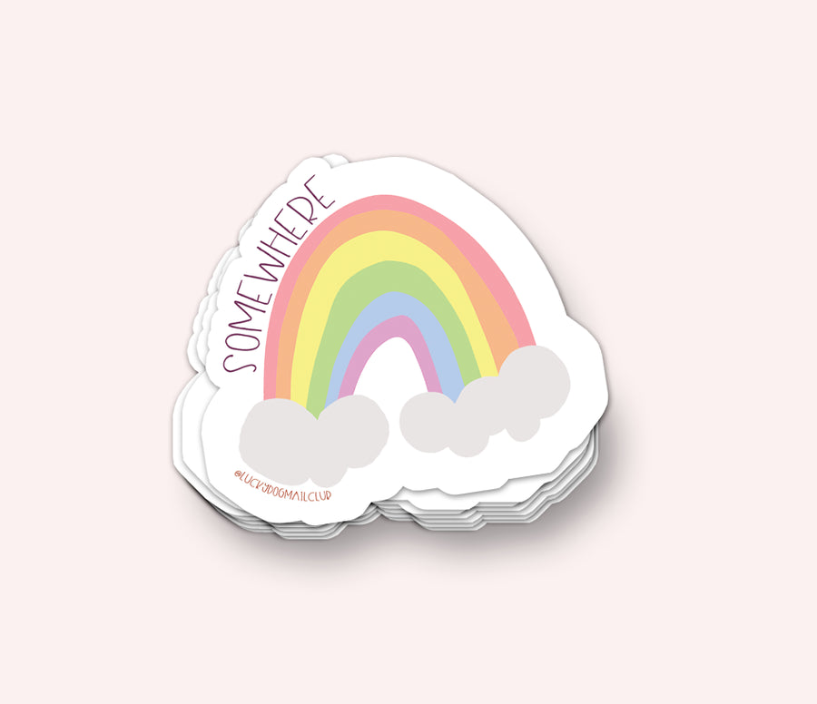 Photo of the Somewhere Over the Rainbow Vinyl Sticker by Lucky Dog Design Co.