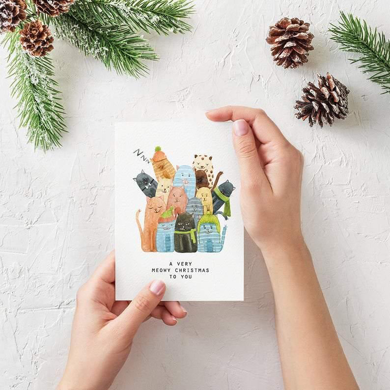 Photo of the Very Meowy Christmas Holiday Card by Lucky Dog Design Co.