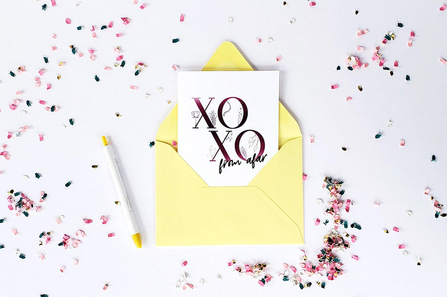 Photo of the XOXO From Afar Love and Friendship Greeting Card by Lucky Dog Design Co.