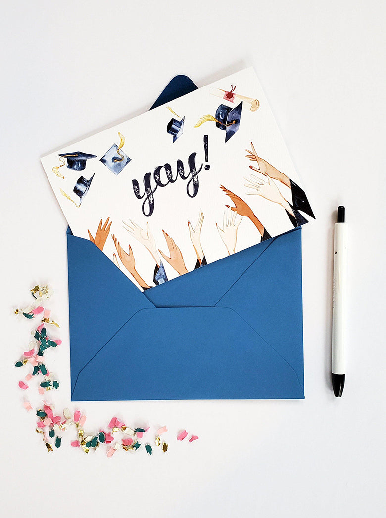 Photo of the Yay! Graduation Cap Graduation Card by Lucky Dog Design Co.