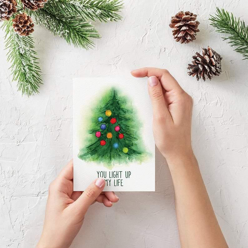 Photo of the You Light Up My Life Holiday Card by Lucky Dog Design Co.
