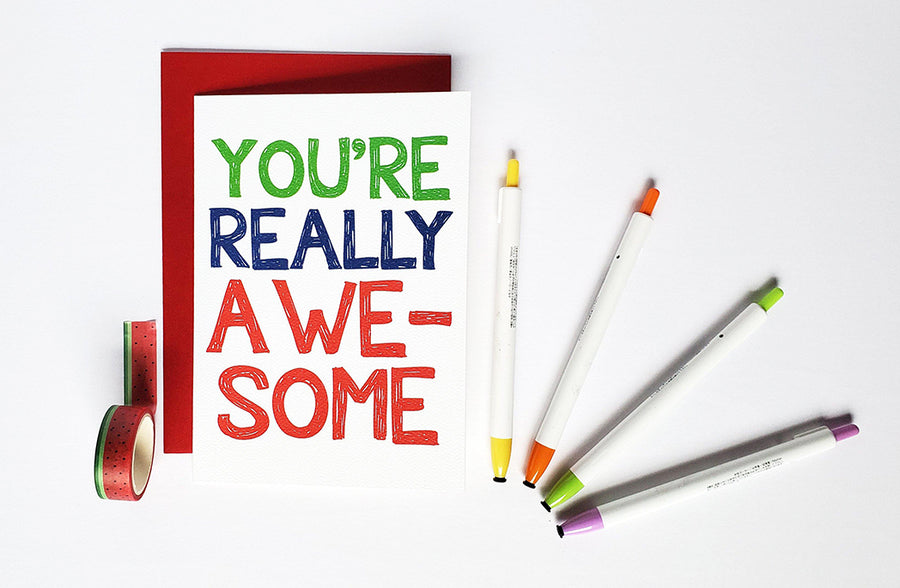 Photo of the You're Really Awesome Encouragement and Thank You Card by Lucky Dog Design Co.