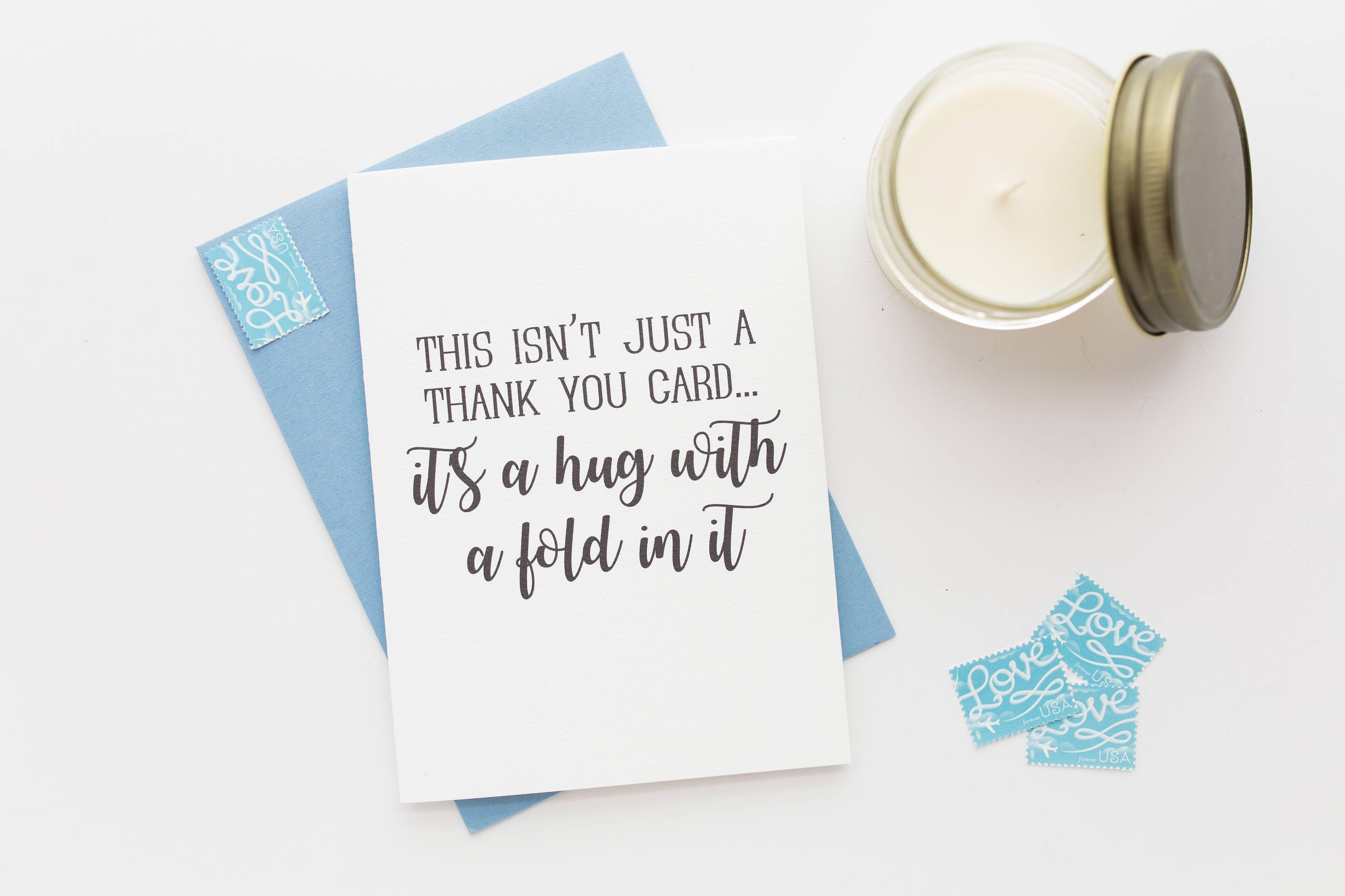 Photo of the Hug with a Fold In It Thank You Card by Lucky Dog Design Co.