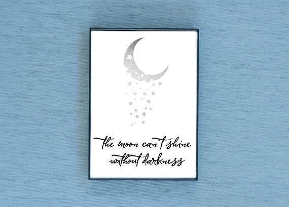 The Moon Can't Shine Without Darkness Silver Foil & Framed Print - Lucky Dog Design Co.